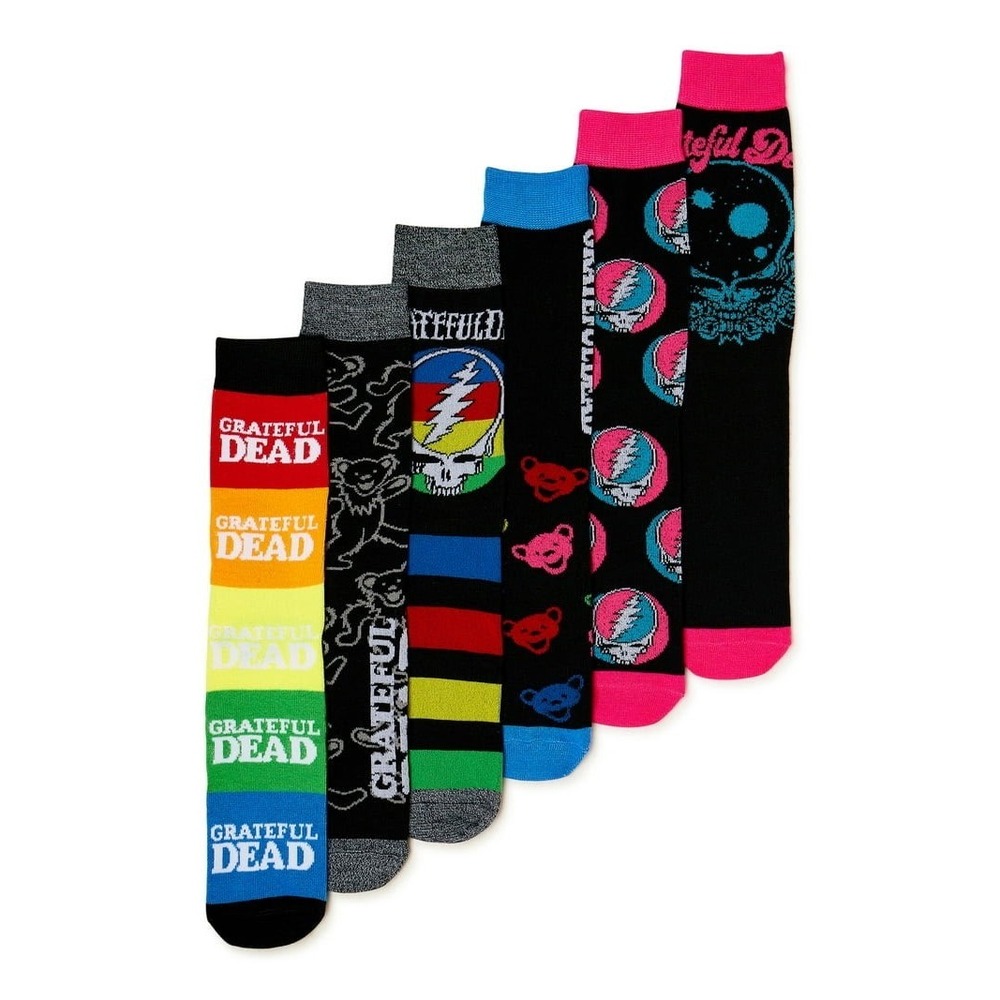 Grateful Dead Casual Crew Socks - Shoe Size 8-12 - 6 Pair - New With Tags